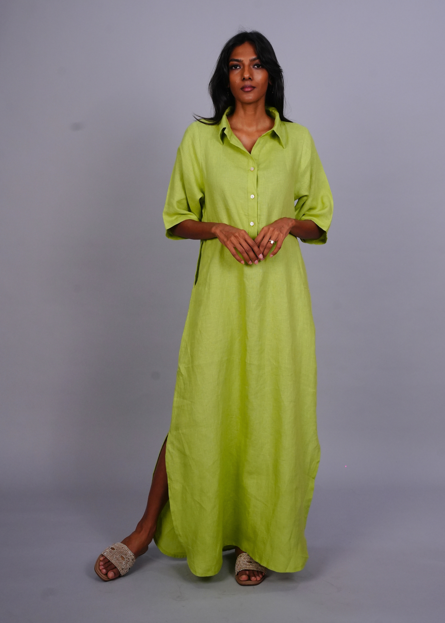 Thumbnail preview #2 for Nikki-U Lounge Dress - Cucumber Linen