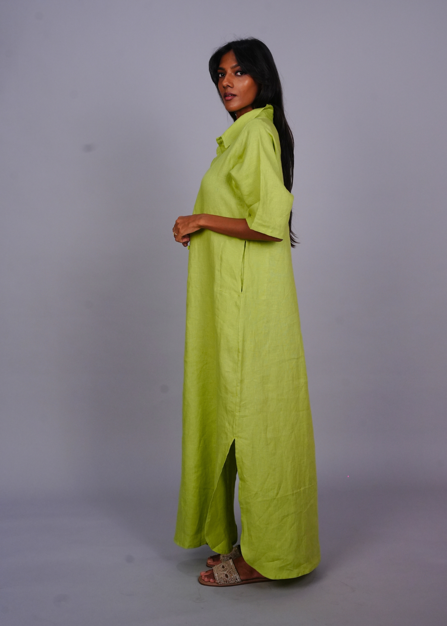 Thumbnail preview #3 for Nikki-U Lounge Dress - Cucumber Linen