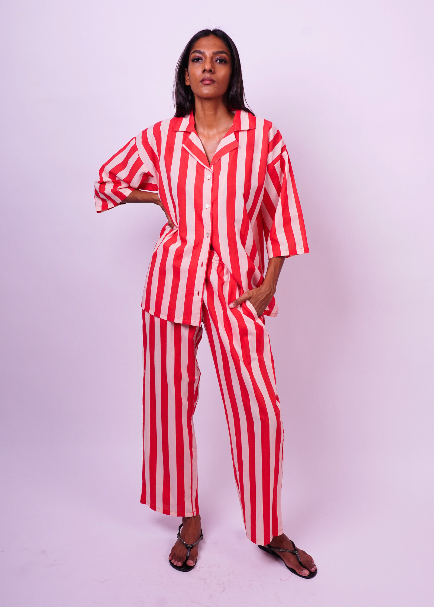 Thumbnail preview #5 for Sharan Boxy PJ 2pc Set - Cove Red Stripes