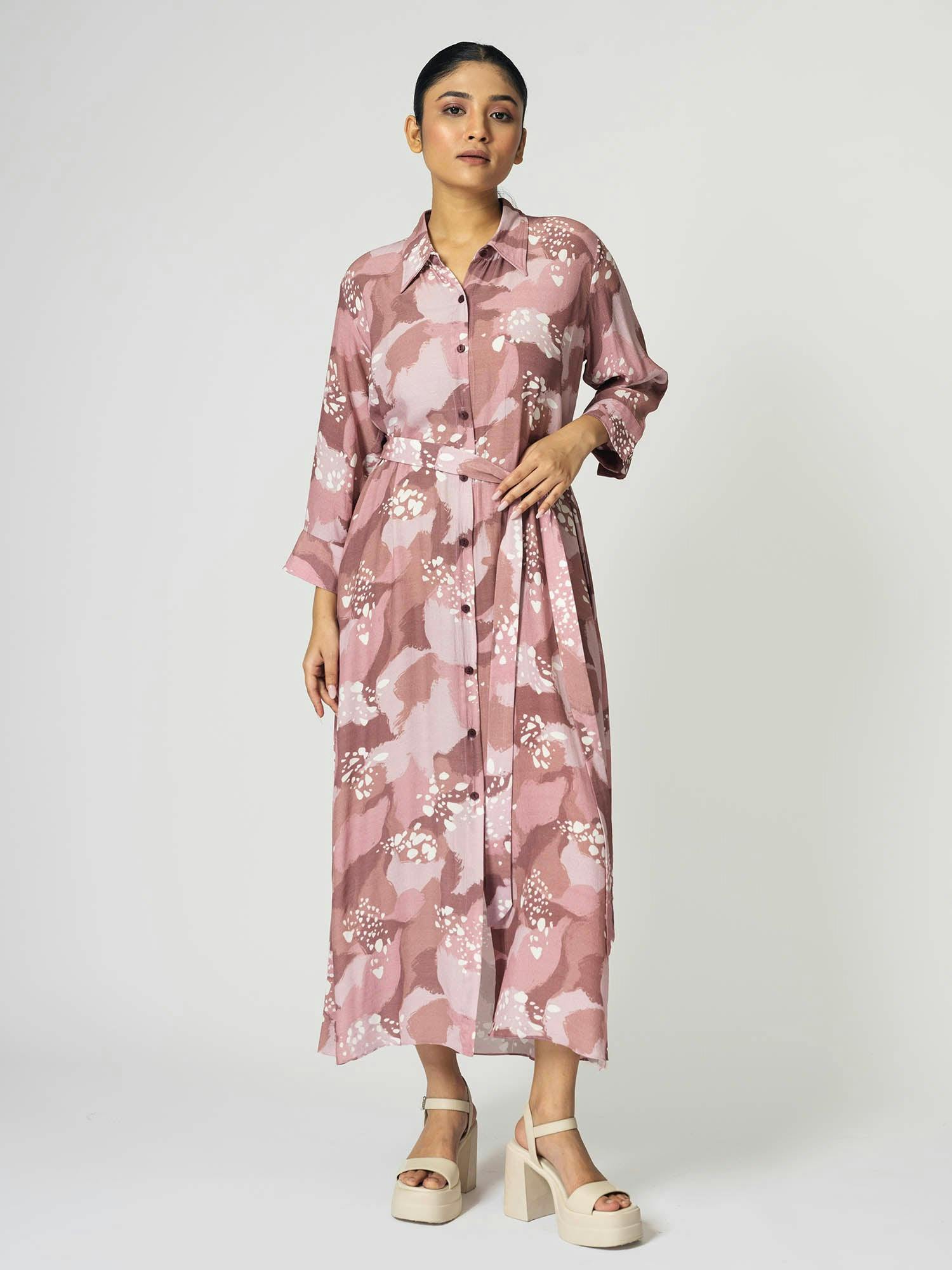 Dots Onion Pink Long Dress, a product by KLAD