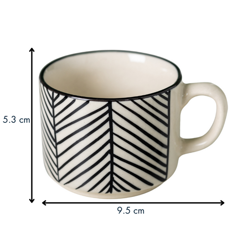 Thumbnail preview #1 for Black Stripes White Color Ceramic Tea Cup with Design