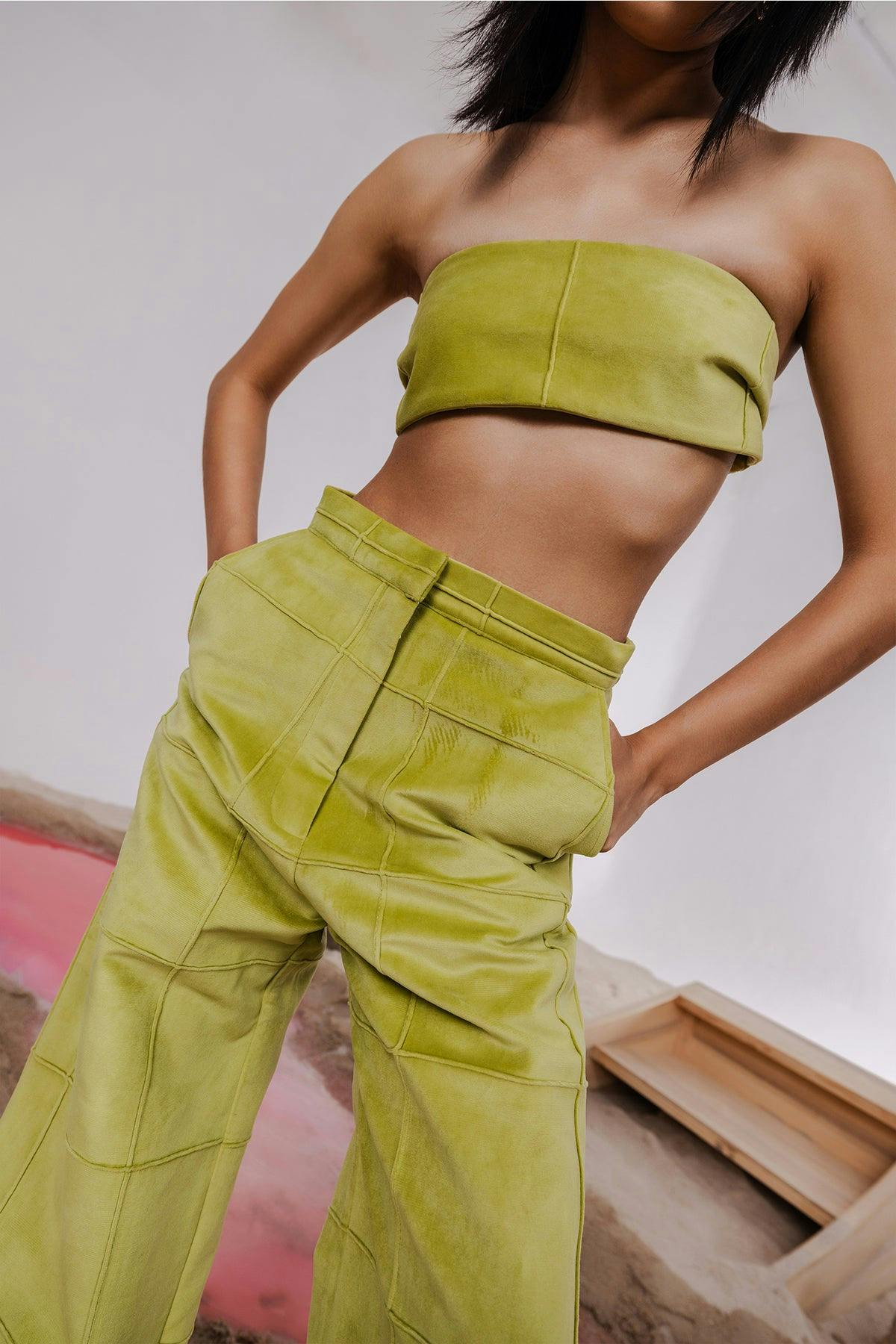 Thumbnail preview #3 for COVA PEA GREEN BOMBER JACKET WITH BANDEAU & PANTS