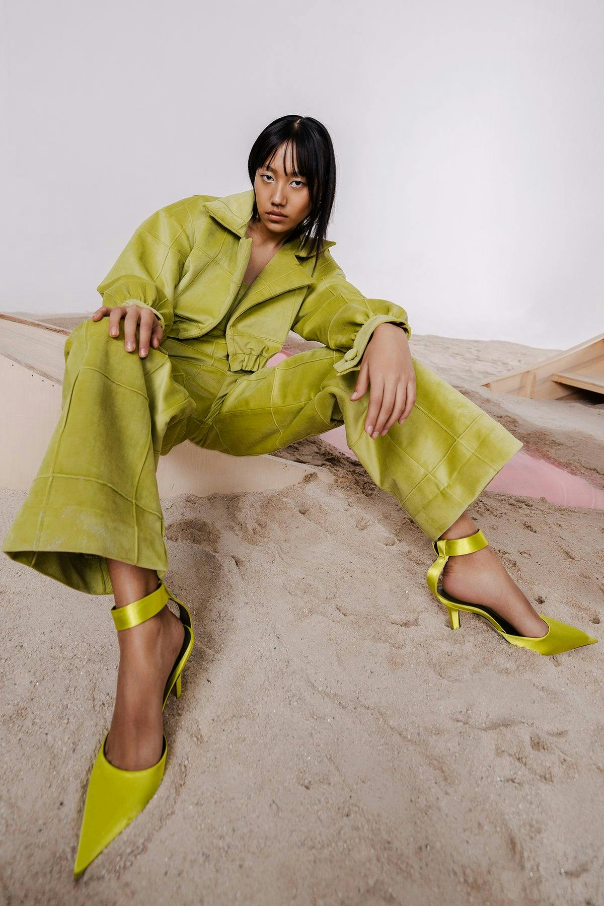 Thumbnail preview #6 for COVA PEA GREEN BOMBER JACKET WITH BANDEAU & PANTS