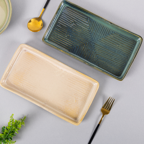 Grey Color Rectangle Platter, a product by The Golden Theory