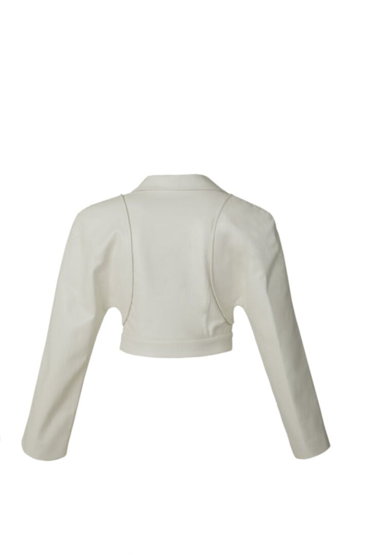 Thumbnail preview #2 for White faux leather cropped blazer