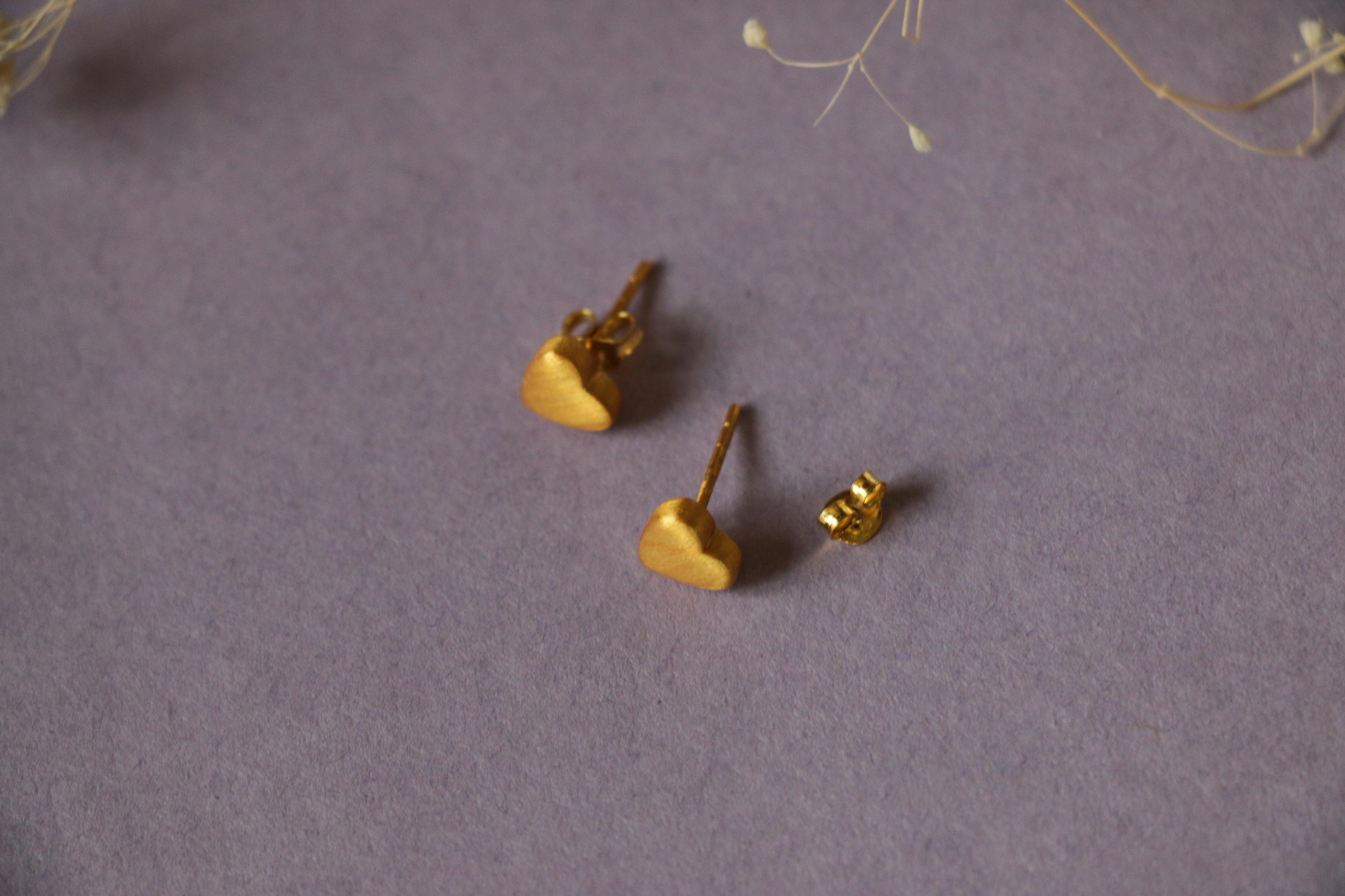 Matte heart ear studs, a product by The Jewel Closet Store
