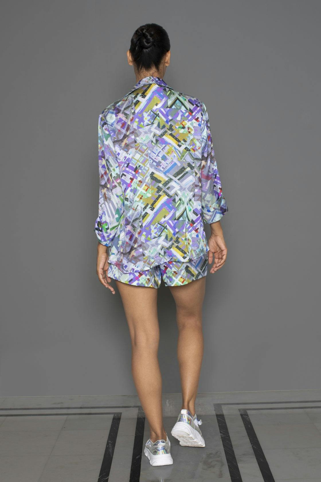 Thumbnail preview #1 for Abstract Lilac Open Style Shirt