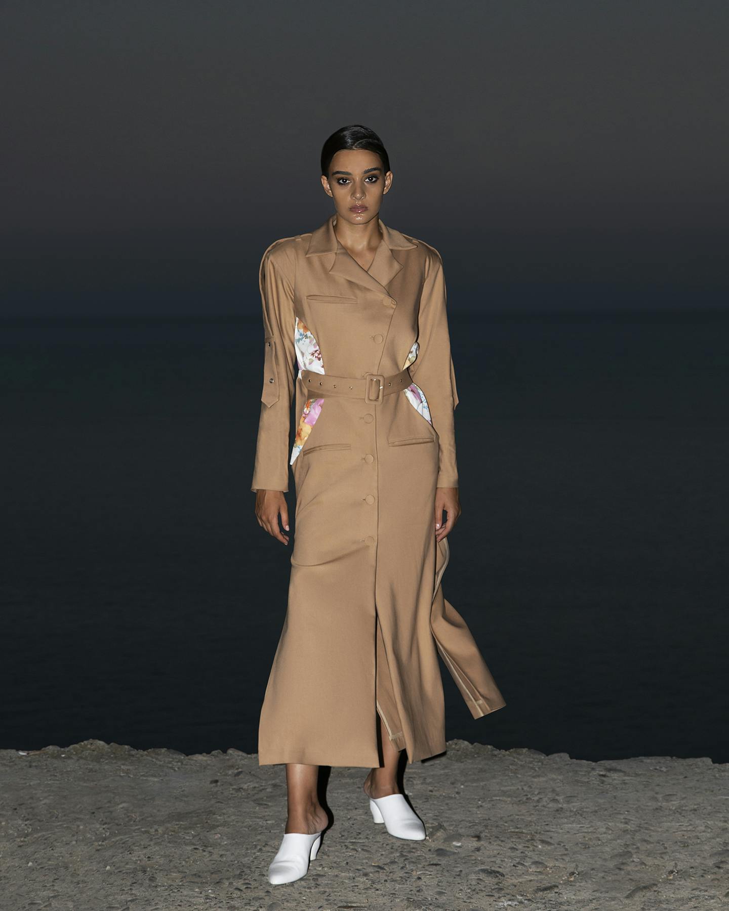 Beige floral trench, a product by BLIKVANGER