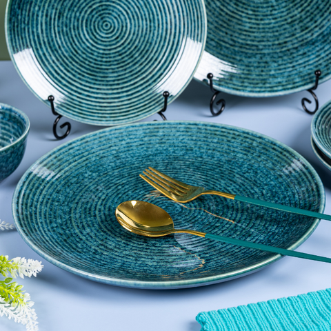 Thumbnail preview #3 for Blue Color Round Dinner Plate with Spiral Design