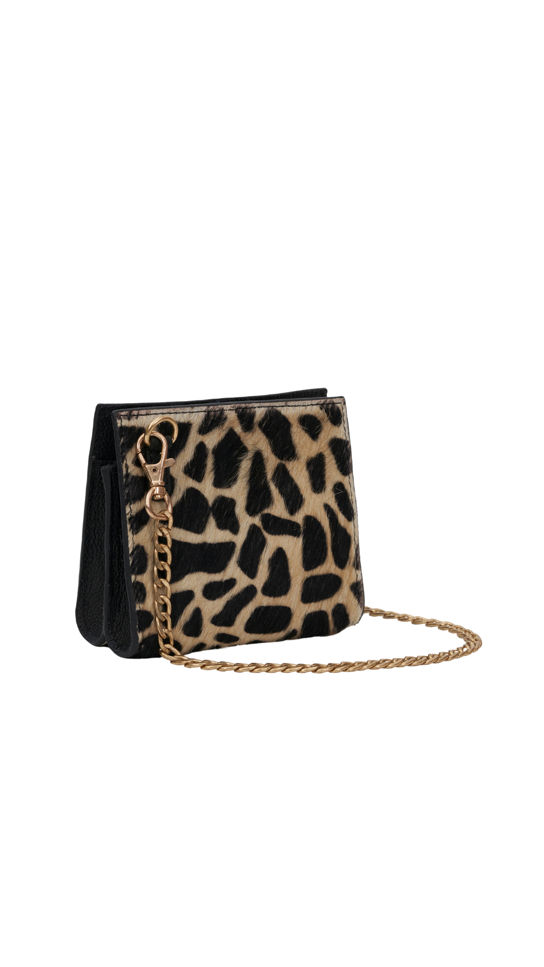 Cattle Print Hair-on Micro Bag with Dull Gold Chain, a product by Mistry 