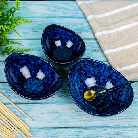 Thumbnail preview #4 for Blue Color Oval-Shaped Kishti Bowl Set (Set of 3)