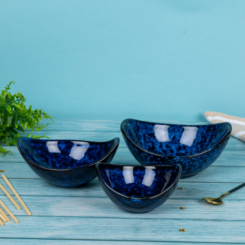 Thumbnail preview #6 for Blue Color Oval-Shaped Kishti Bowl Set (Set of 3)