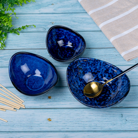 Thumbnail preview #9 for Blue Color Oval-Shaped Kishti Bowl Set (Set of 3)