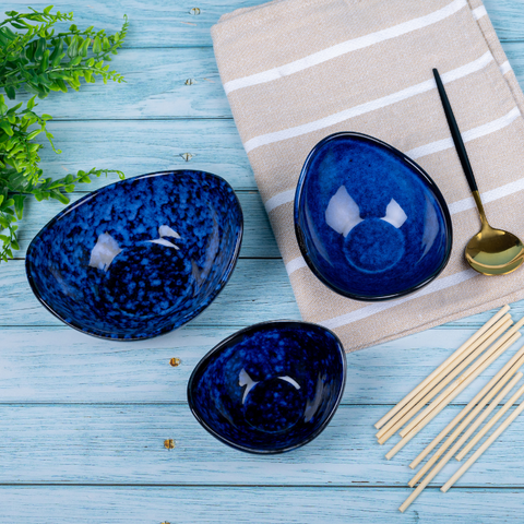 Thumbnail preview #10 for Blue Color Oval-Shaped Kishti Bowl Set (Set of 3)