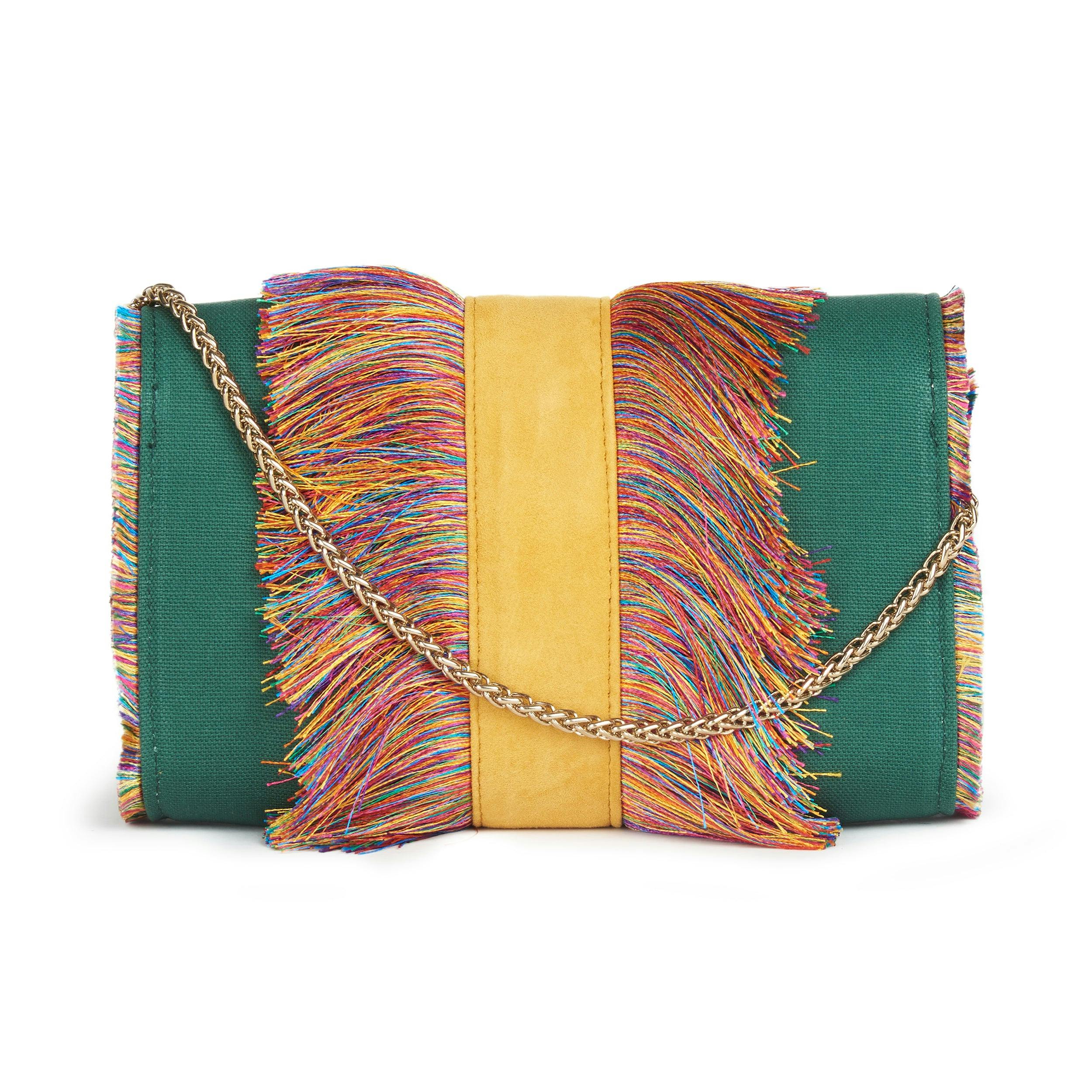 Thumbnail preview #3 for Forest Green Fringe Crossbody