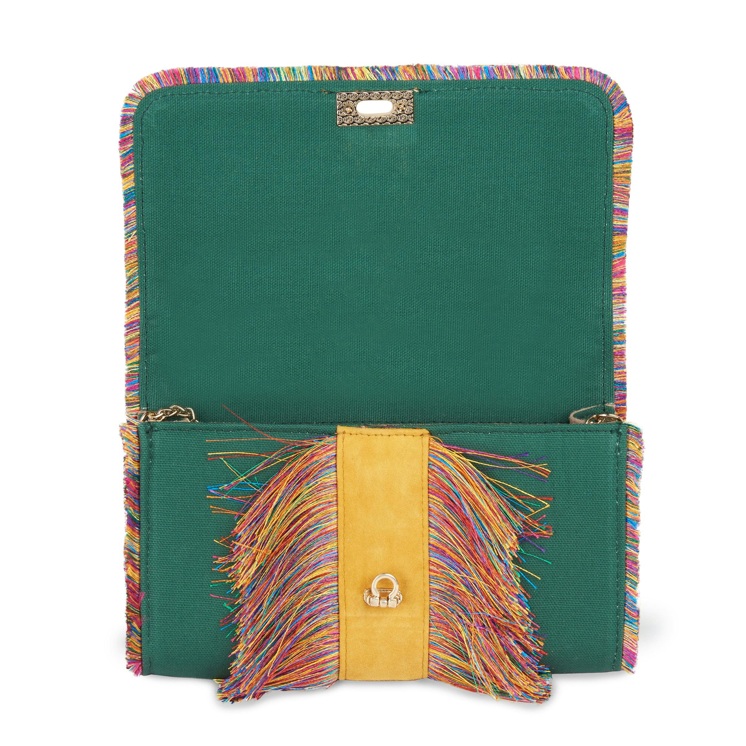 Thumbnail preview #5 for Forest Green Fringe Crossbody