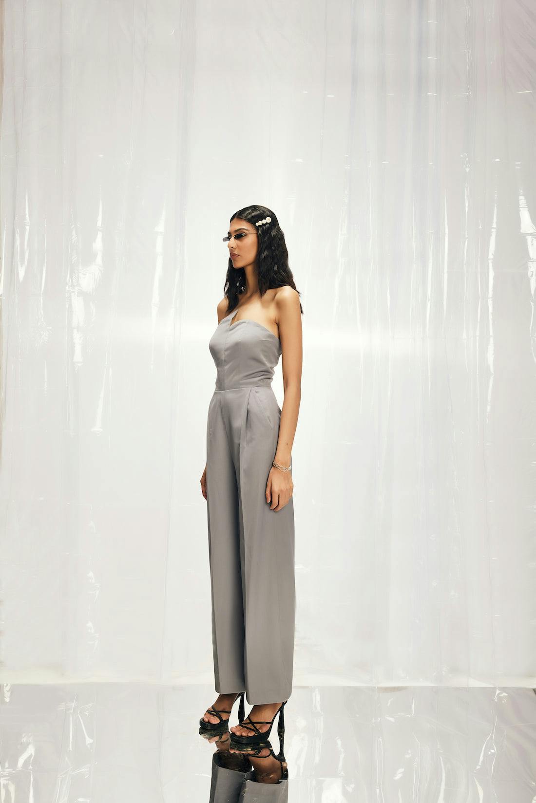 Thumbnail preview #2 for Coin Grey Off-Shoulder Jumpsuit