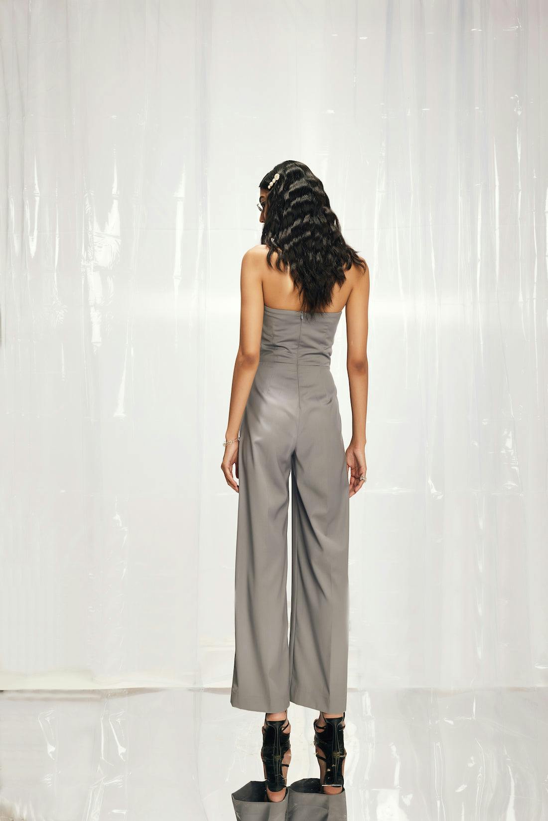 Thumbnail preview #4 for Coin Grey Off-Shoulder Jumpsuit