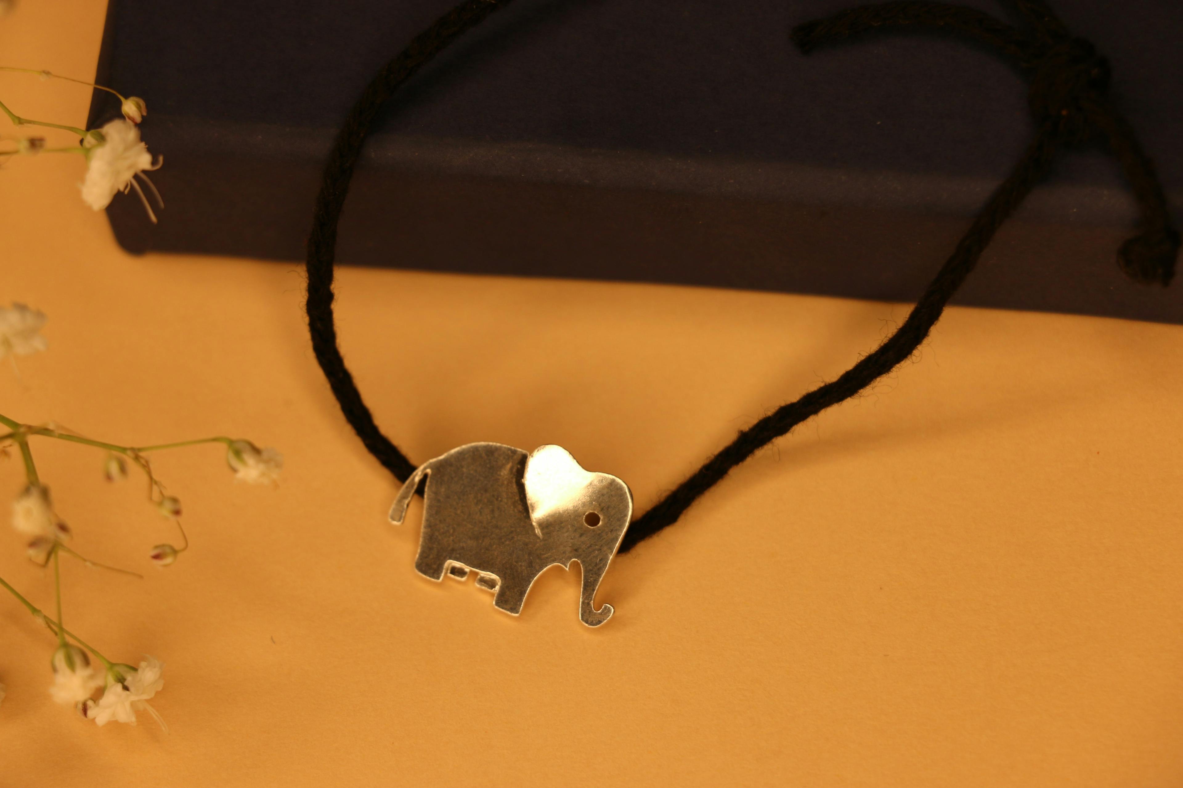 Thumbnail preview #4 for 3-D Elephant kids black thread nazarbattu