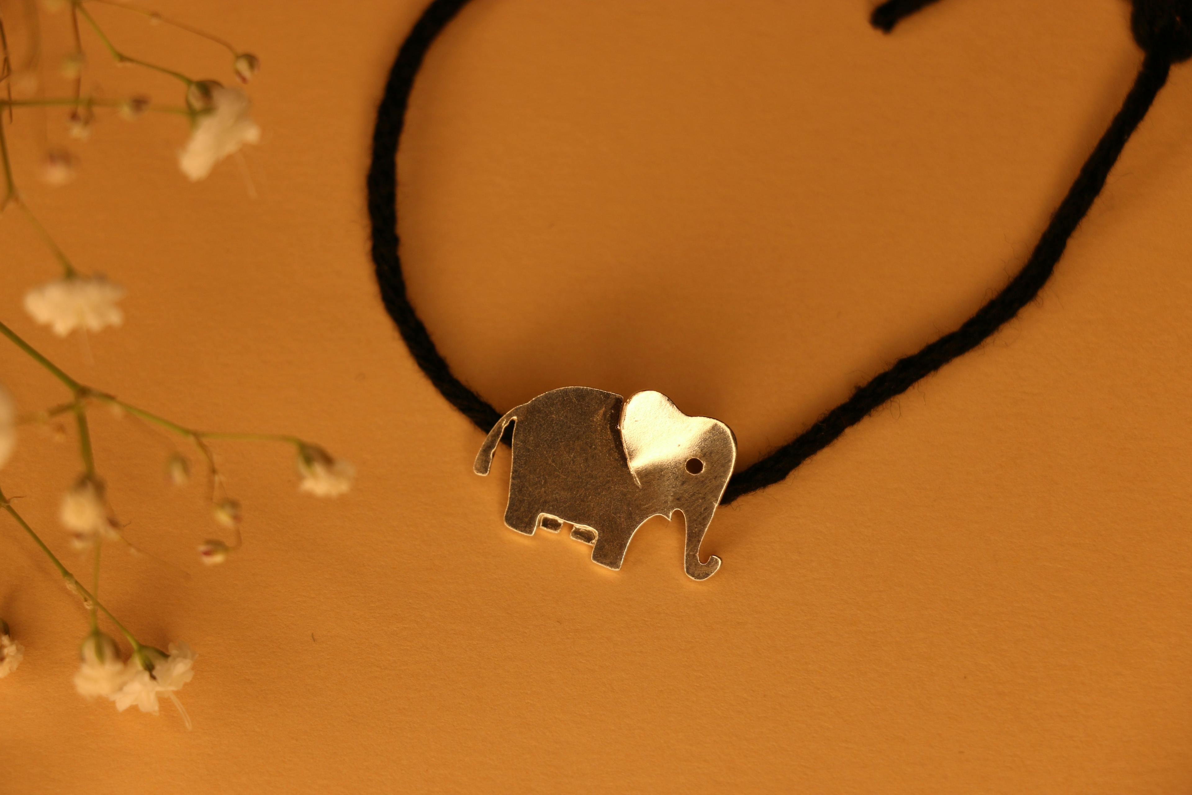 Thumbnail preview #5 for 3-D Elephant kids black thread nazarbattu