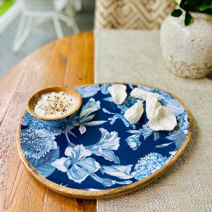 Large Oval Platter with Dip Bowl - Brittany Bleu, a product by Faaya Gifting
