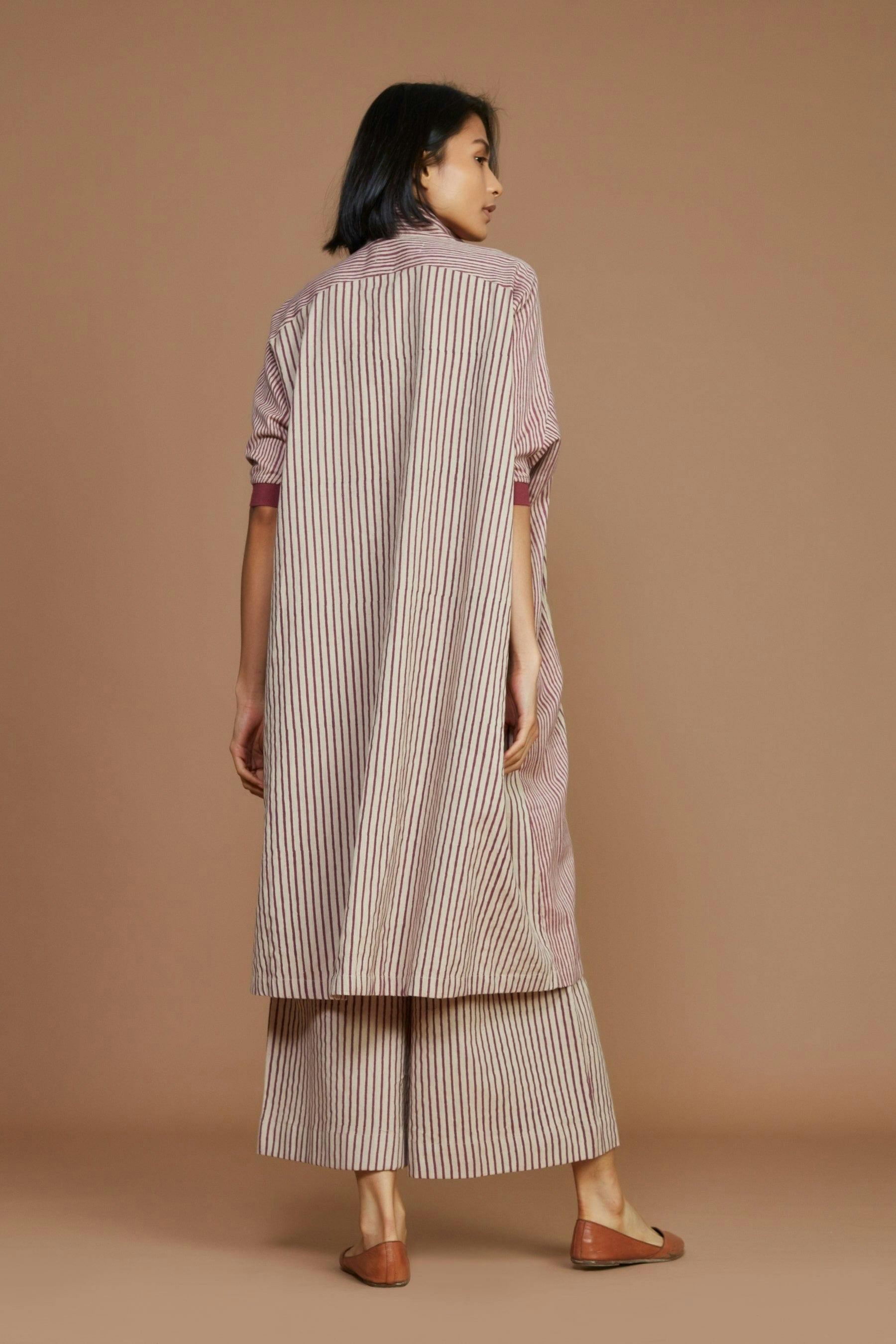 Thumbnail preview #3 for Ivory With Mauve Striped Kaftan Co-Ord Set