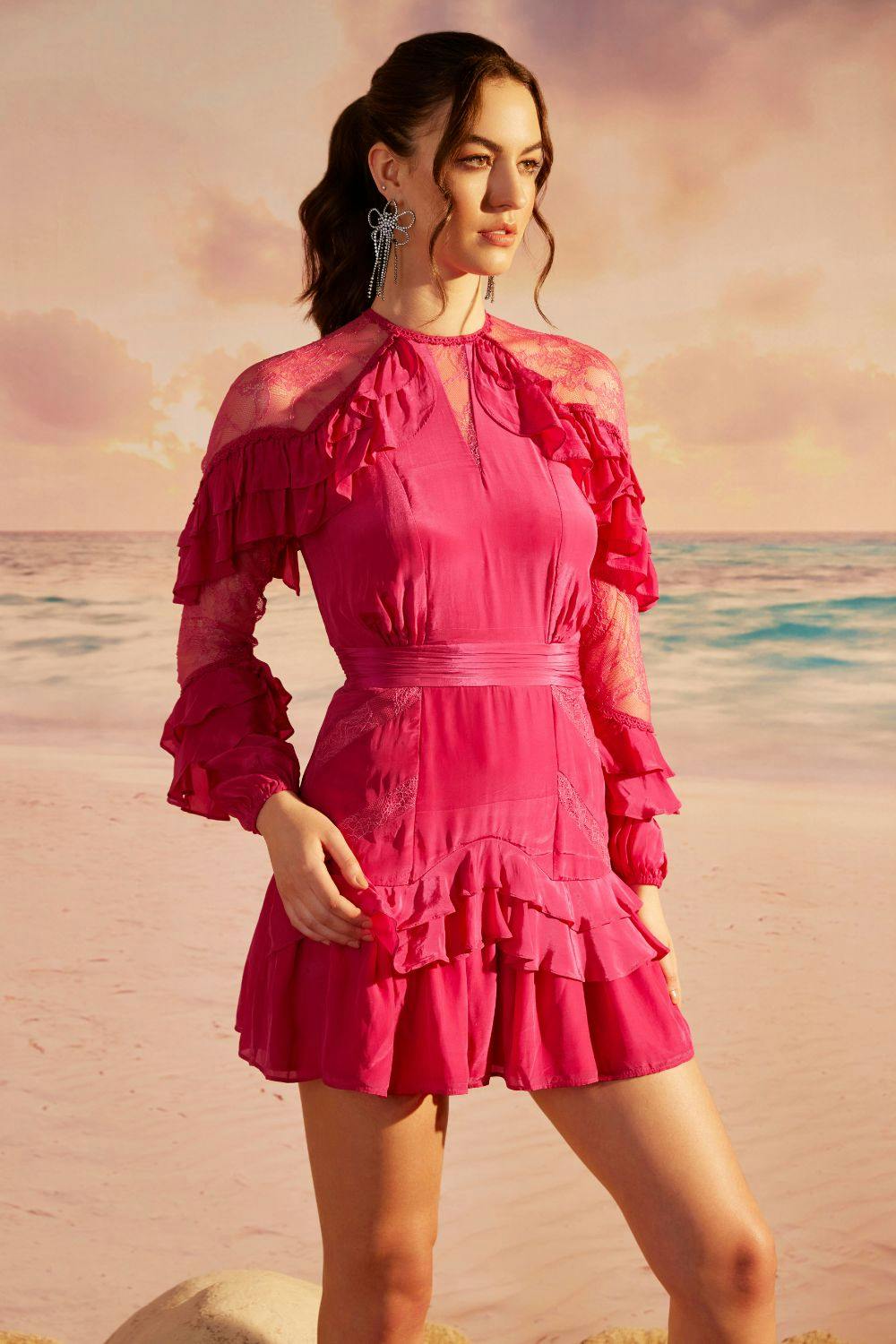 Thumbnail preview #0 for Isabella Pink Ruffle Dress