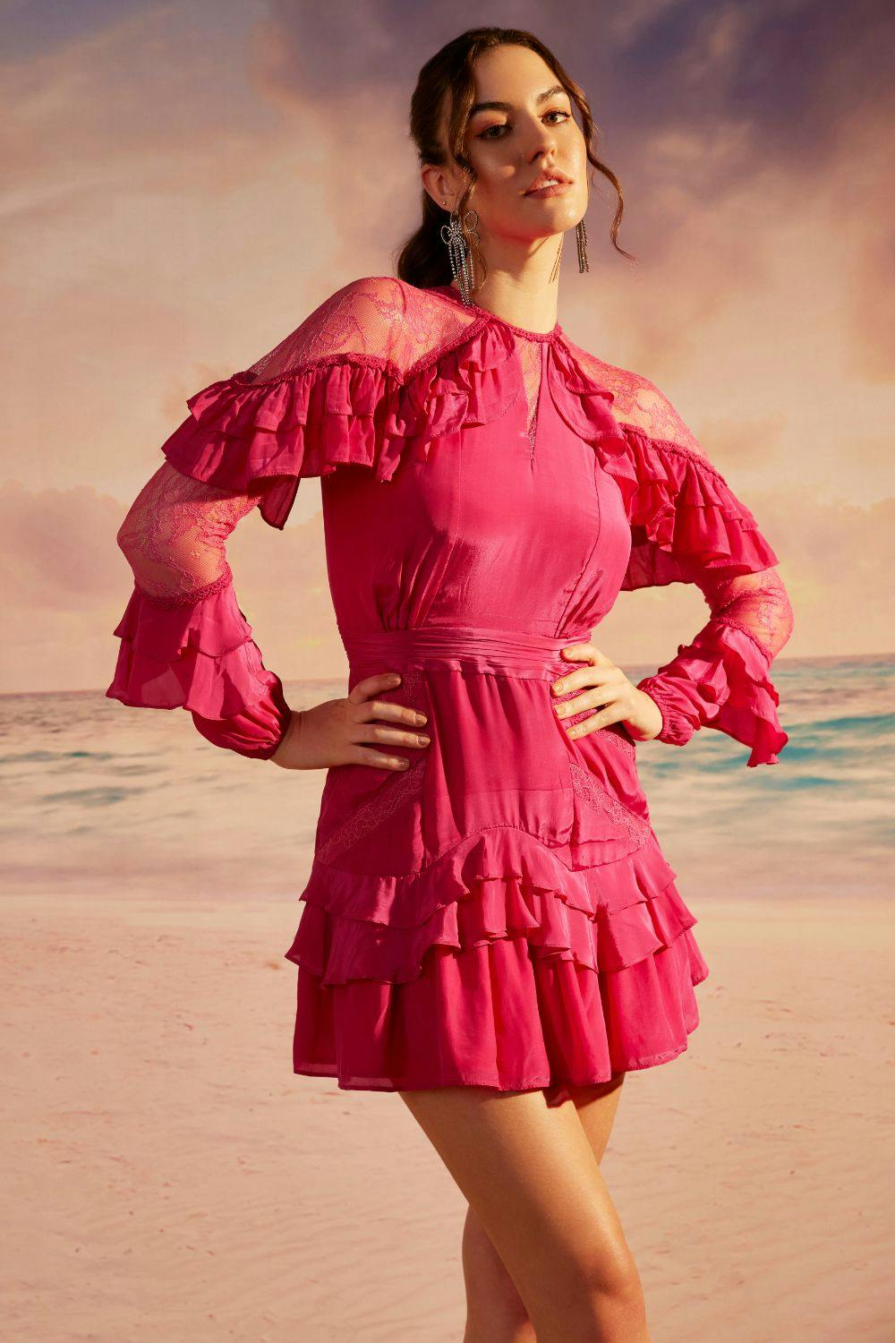 Thumbnail preview #2 for Isabella Pink Ruffle Dress
