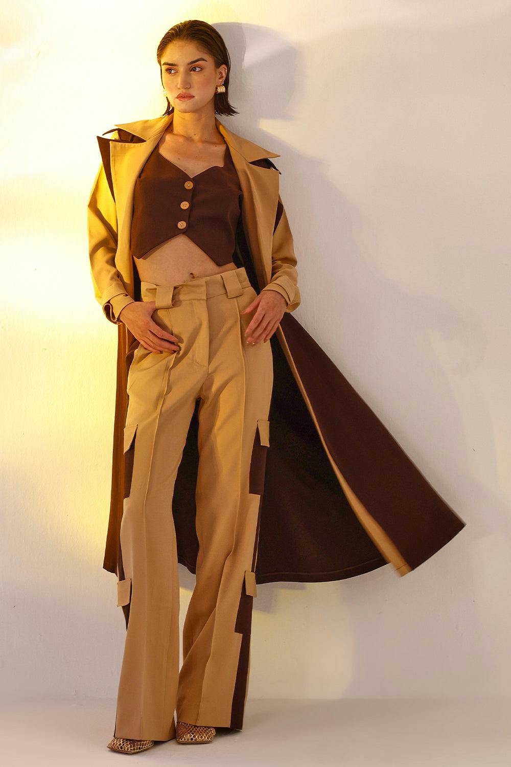 Color block trench coat, a product by Saltz n sand 