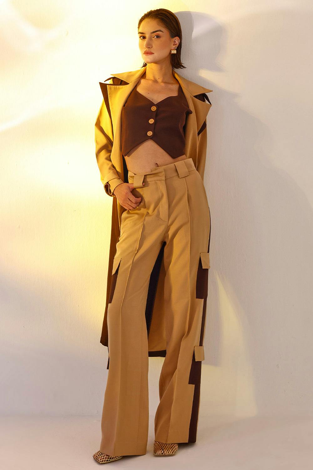 Thumbnail preview #1 for Color block trench coat