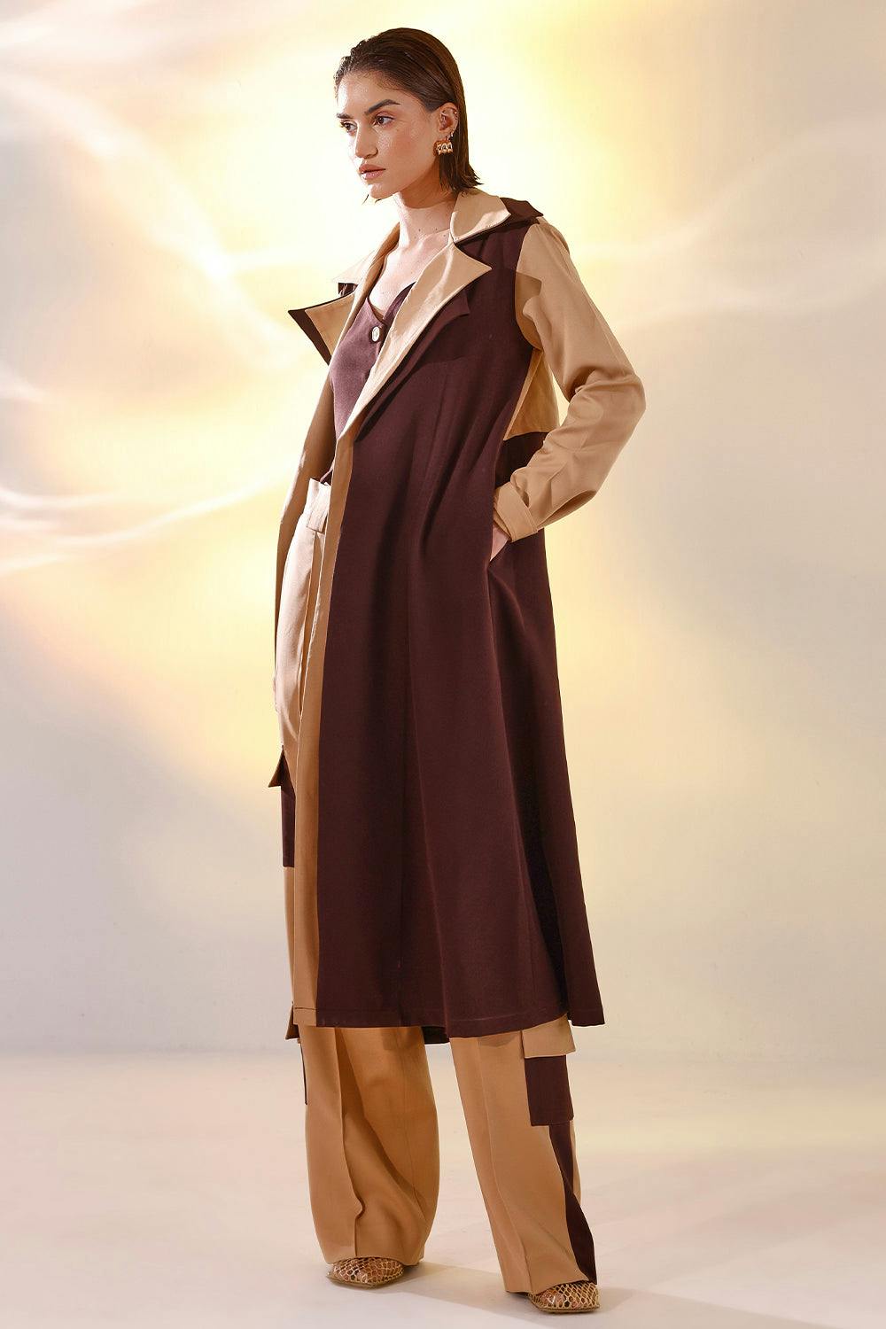 Thumbnail preview #3 for Color block trench coat