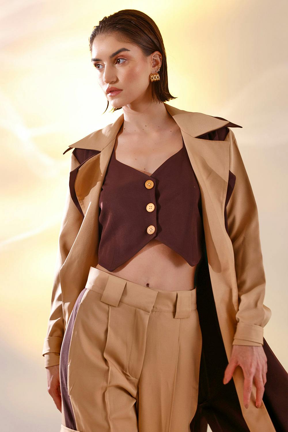 Thumbnail preview #5 for Color block trench coat