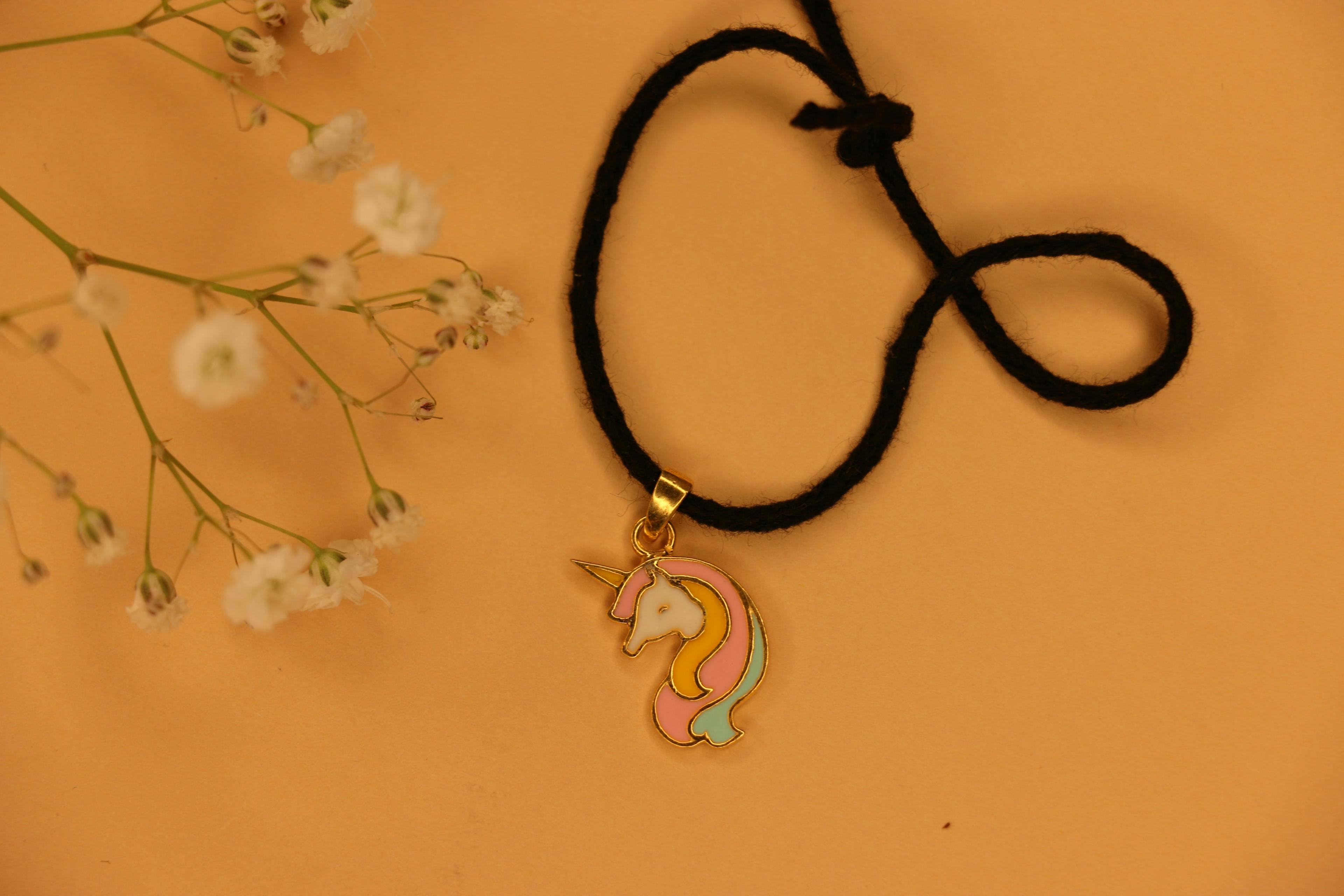 Thumbnail preview #1 for Unicorn kids black thread nazarbattu