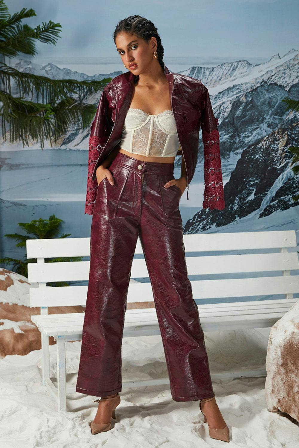 Thumbnail preview #2 for Wine Leather Co-ord Set