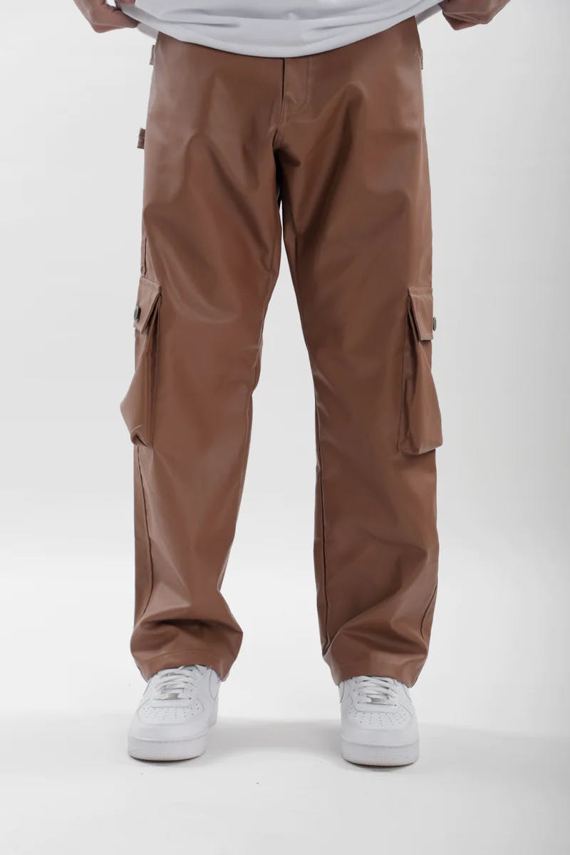 Leather Carpenter Pants - Brown, a product by TOFFLE