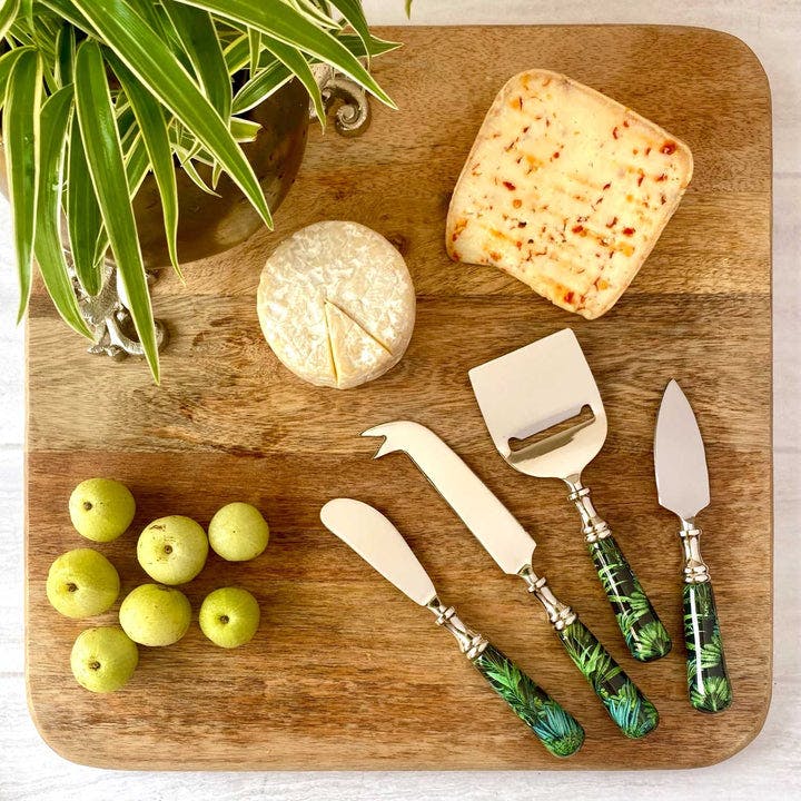 Thumbnail preview #1 for Round Platter With Cheese Knives, Gift Set Of 5  - Amazonia Night