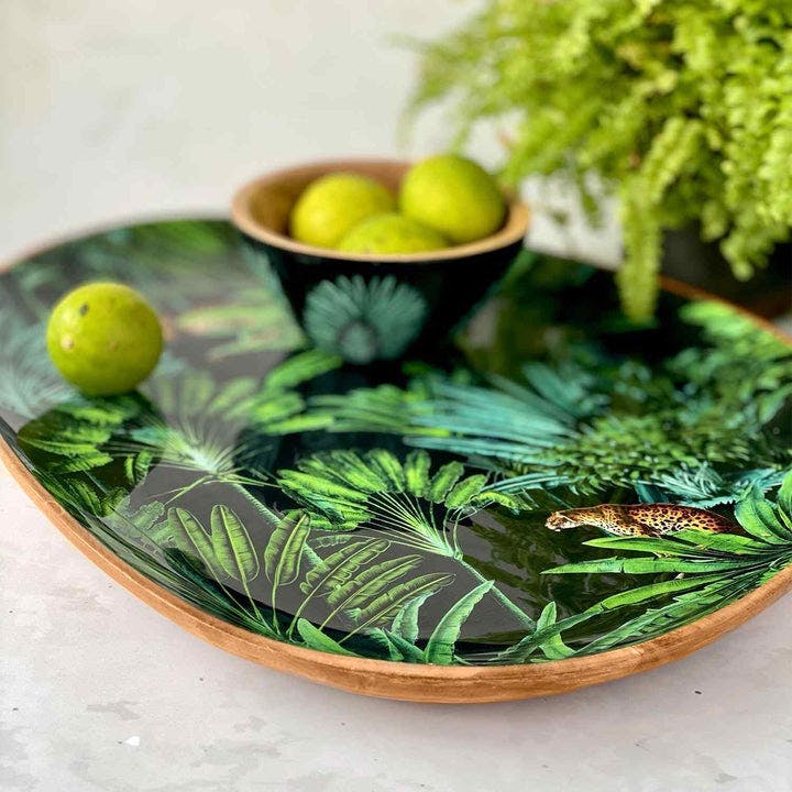 Large Oval Platter With Dip Bowl - Amazonia Night, a product by Faaya Gifting