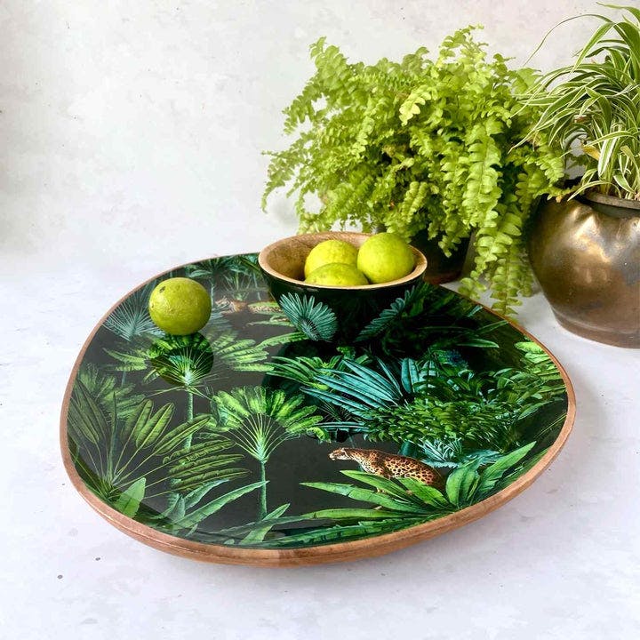 Thumbnail preview #1 for Large Oval Platter With Dip Bowl - Amazonia Night