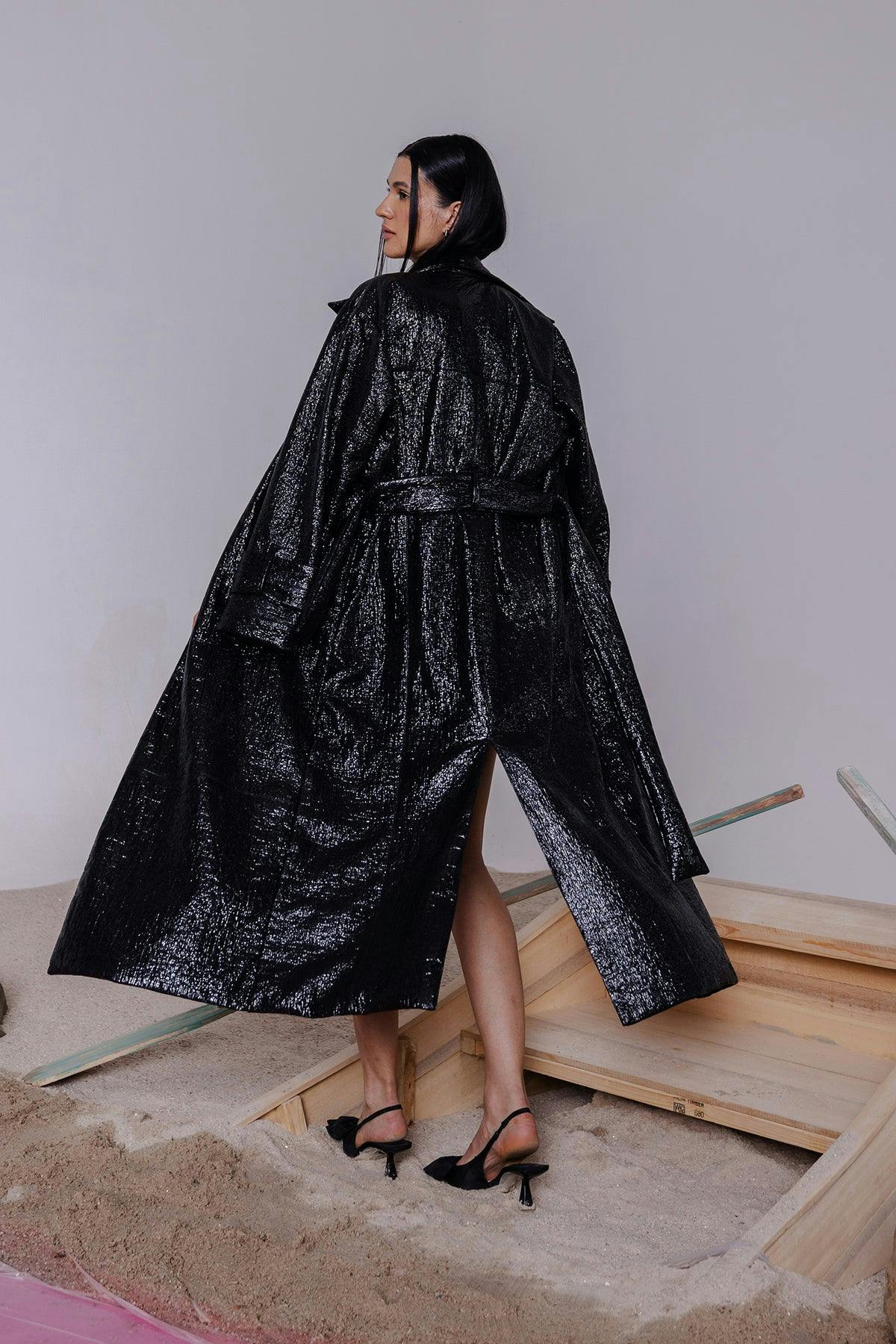 Thumbnail preview #3 for LOTTIE BLACK TRENCH  WITH MATCHING BANDEAU & PAPER BAG SHORTS