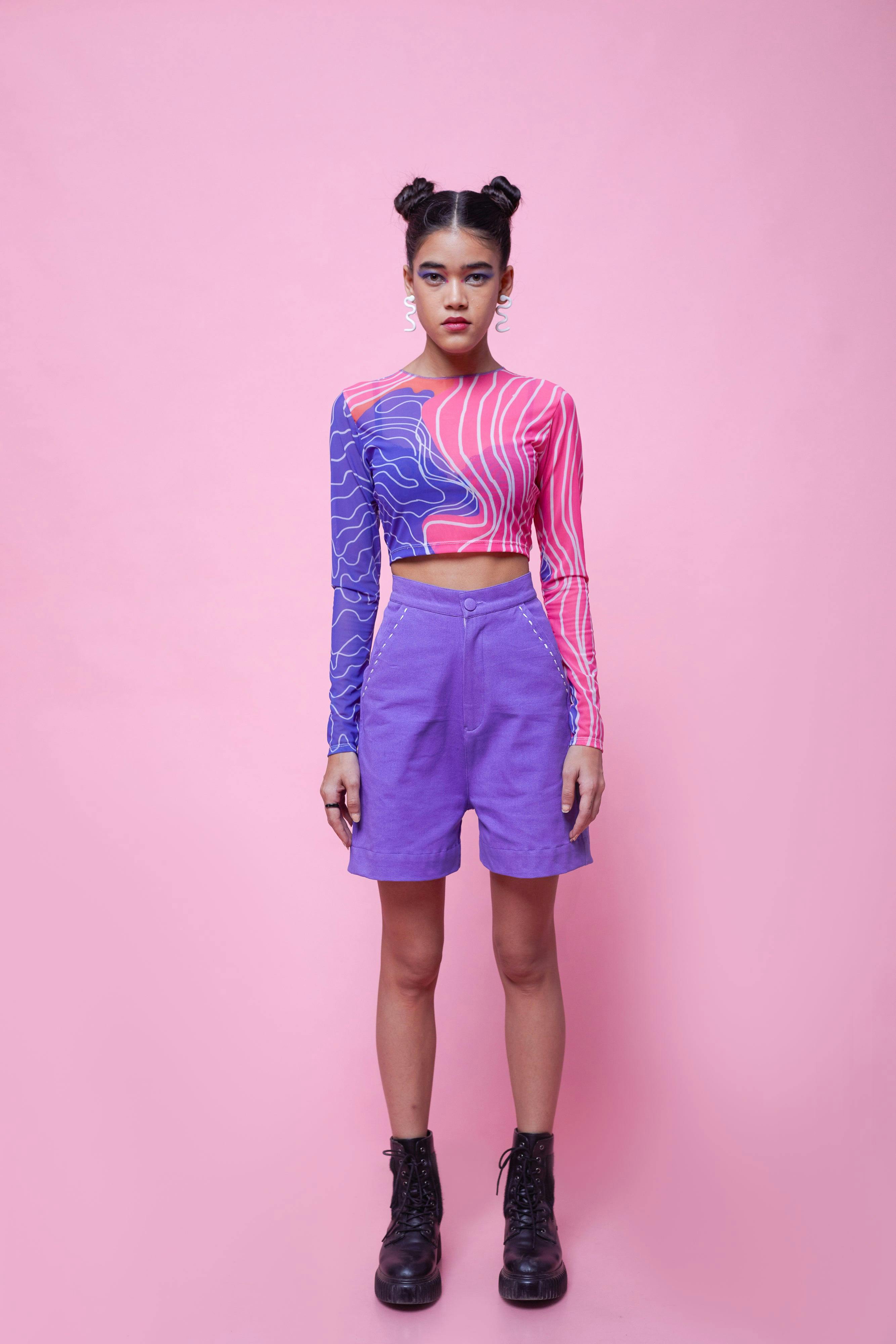 Thumbnail preview #1 for MILKY WAY TOP AND PURPLE SPY SHORTS CO-ORD SET