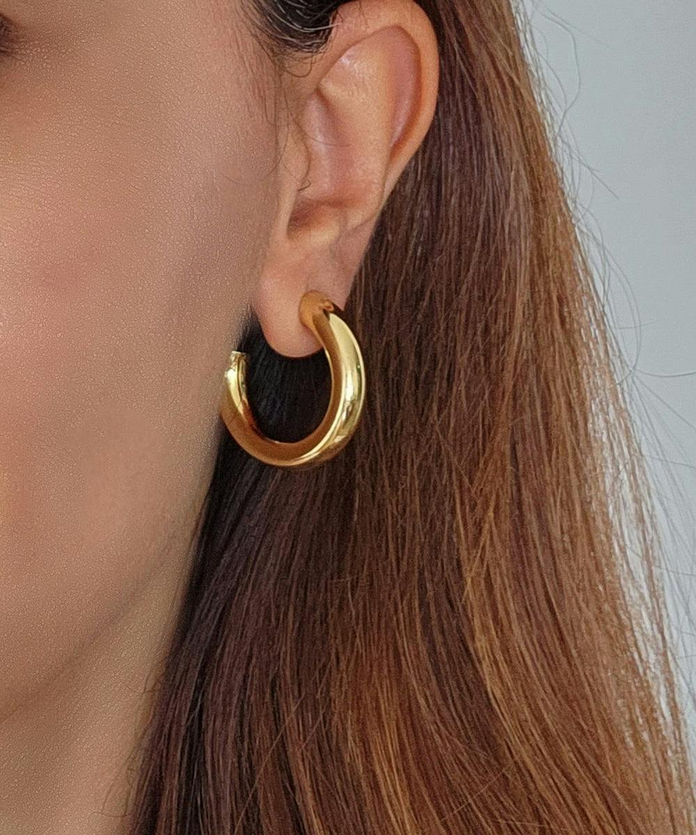 Thumbnail preview #3 for Mini Chunky Gold Oro Hoops