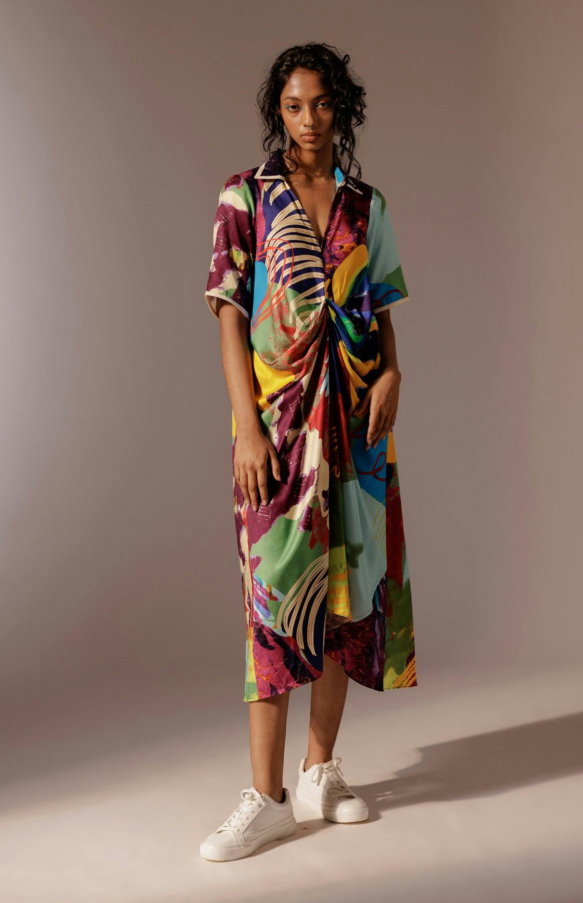Calypso Draped Shirt Dress, a product by Advait India
