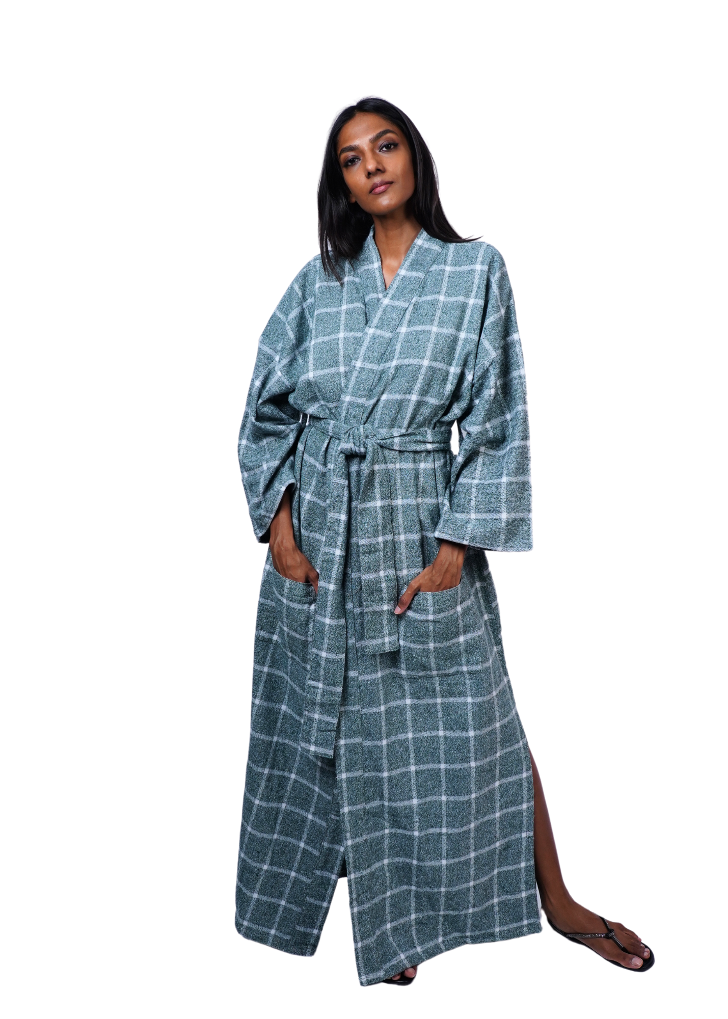 Thumbnail preview #2 for Robe - Warm Green Flannel