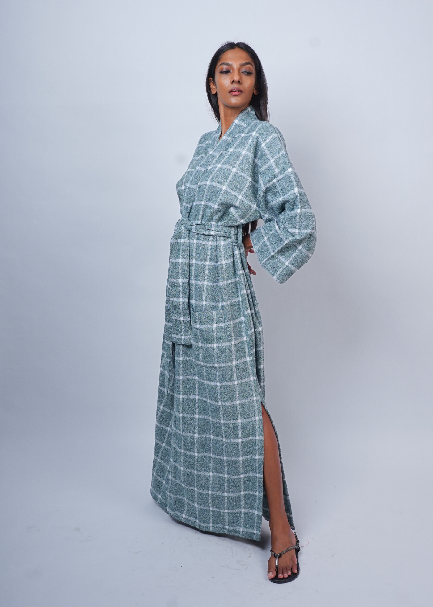 Thumbnail preview #1 for Robe - Warm Green Flannel