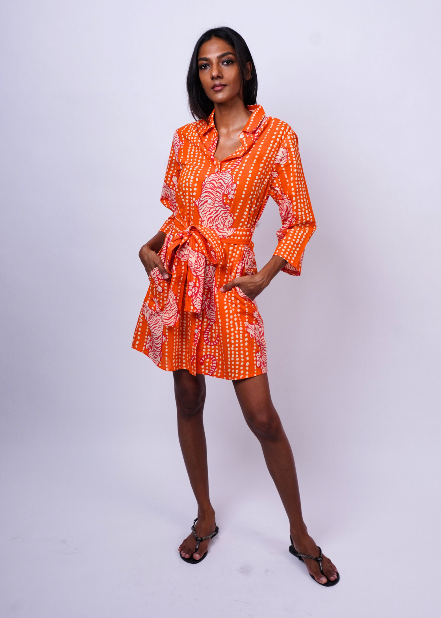 Thumbnail preview #5 for Short Shirt Dress - Coral Tiger