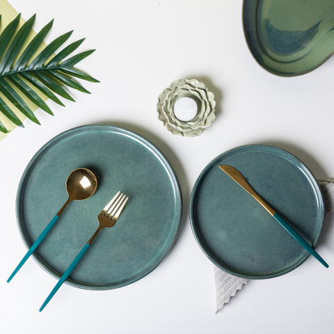 Thumbnail preview #3 for Solid Blue Color Dinner Set - Set of 12