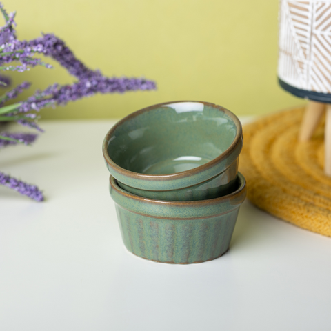 Thumbnail preview #4 for Solid Green Colors Dip Bowls with Design