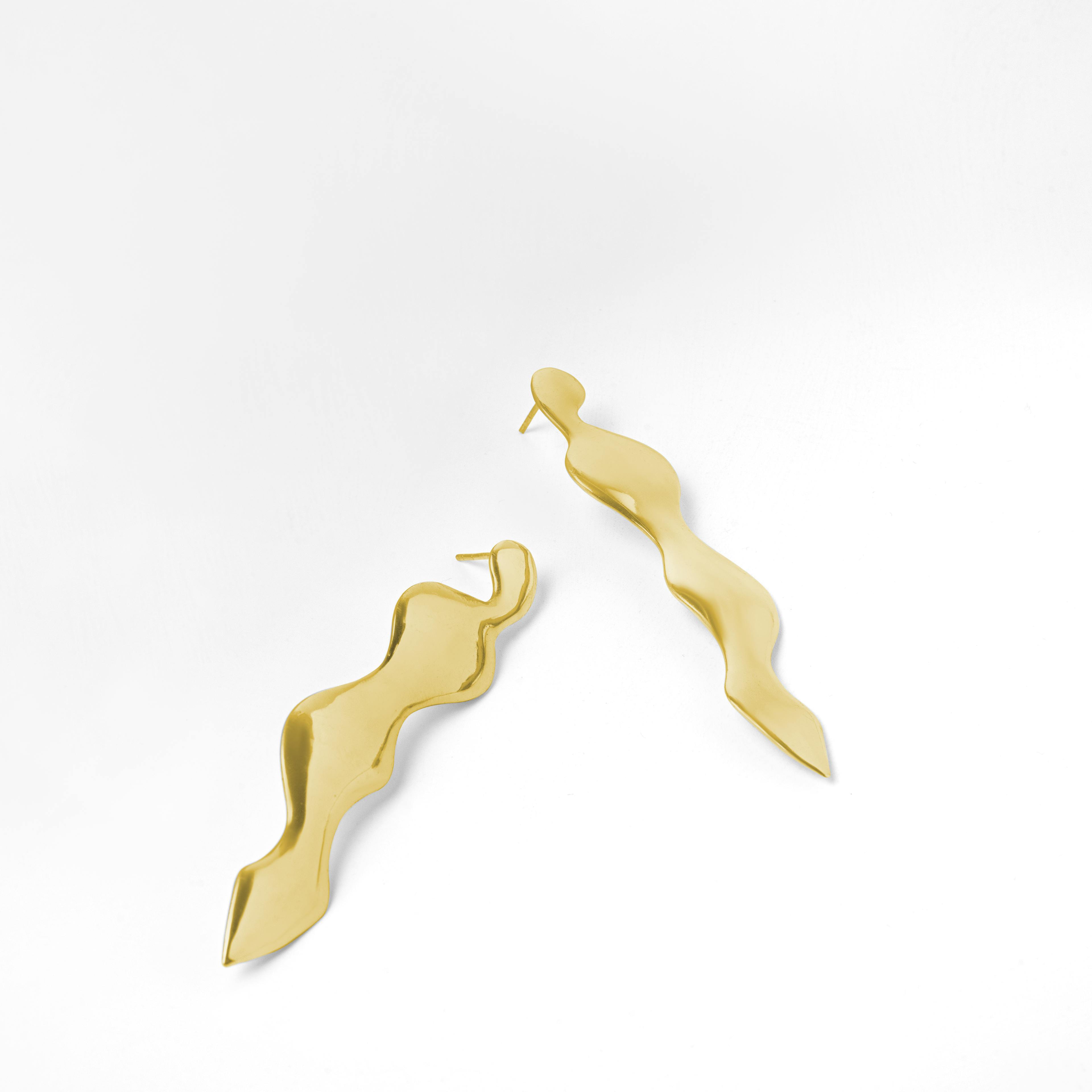 Thumbnail preview #1 for WATER STREAM EARRINGS - GOLD TONE