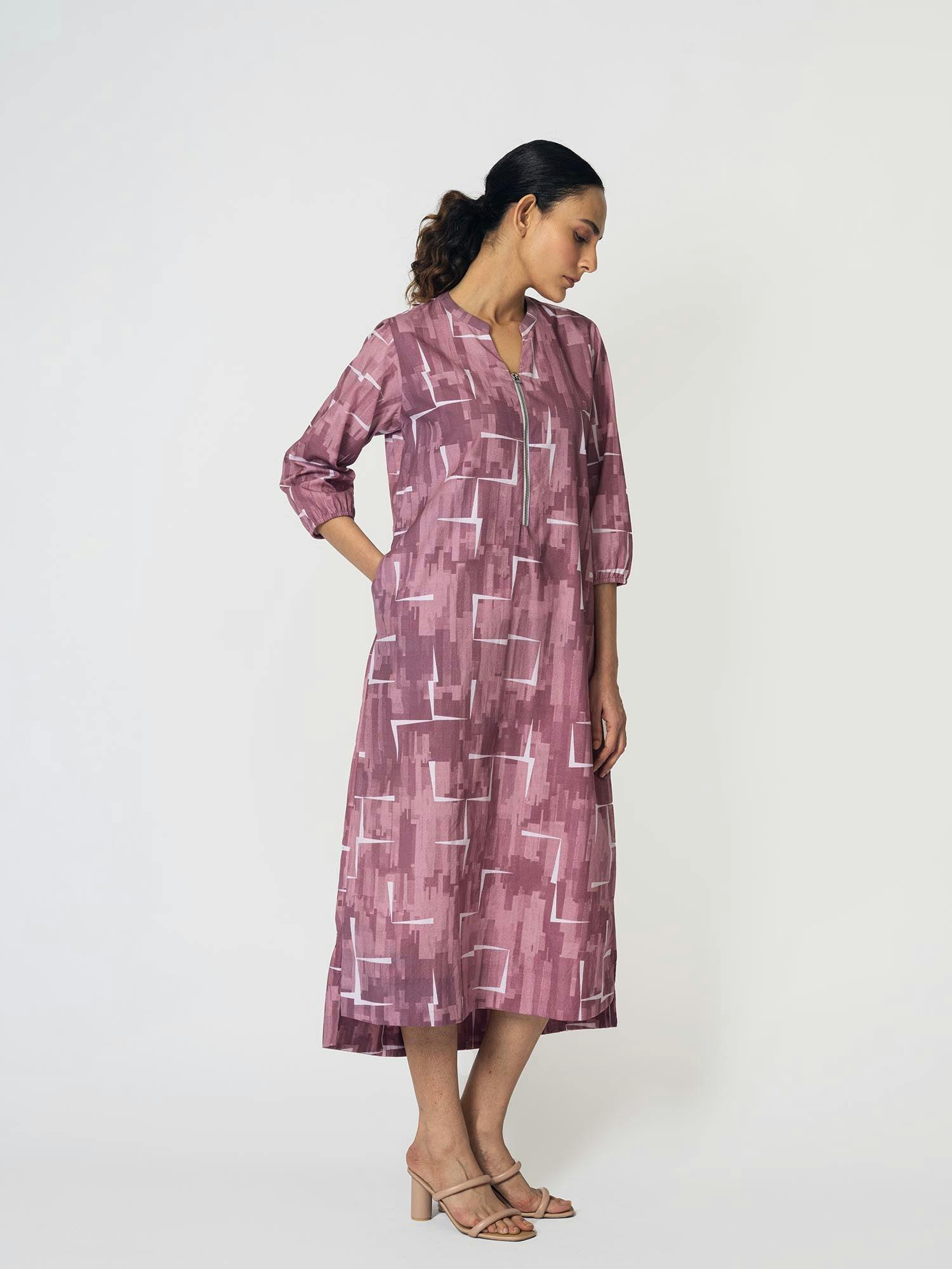 Brick Onion Pink Dress with Zipper, a product by KLAD