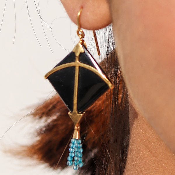 PATANG Blue Chalcedony Tassel Earrings, a product by Baka